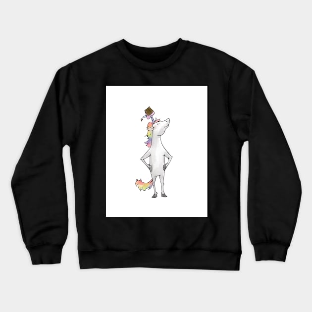 Unicorn with Cake - Happy Birthday Crewneck Sweatshirt by trippyart